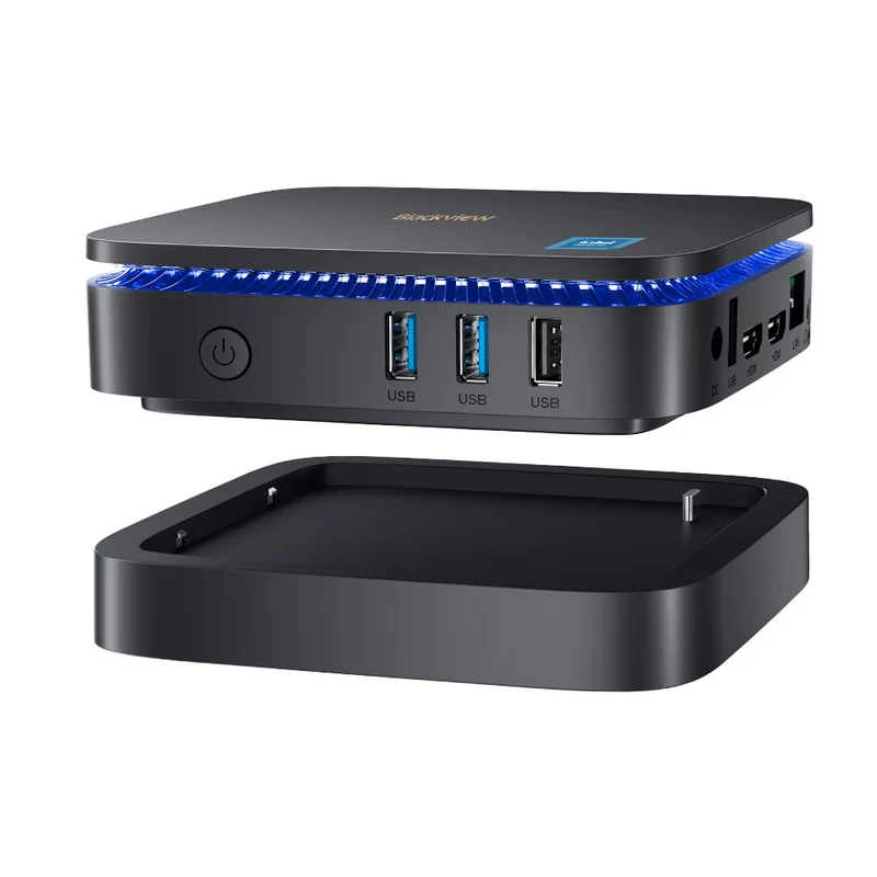Blackview MP60 - Mini PC 0.852L, Intel® Processor N-series，512G/1TB SSD, Windows 11 Pro, Affichage UHD 4K à double écran, 2 ports HDMI