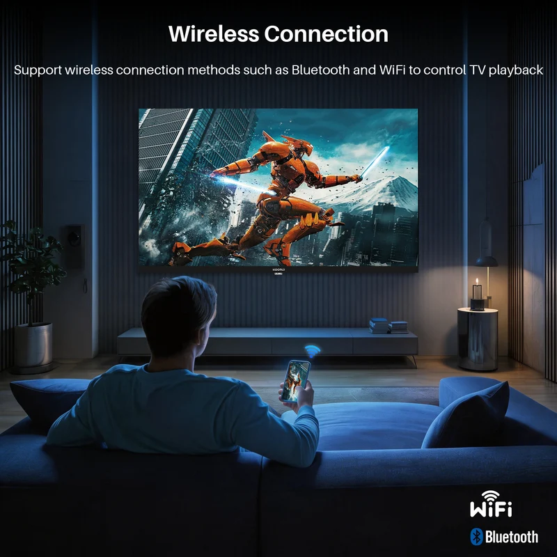 KOORUI K85D3UQ-T8, 85 pouces, 4K QLED, TIZEN TV, Design sans bords, Son dynamique avec Dolby Audio, Finition métallique haut de gamme
