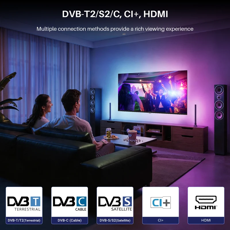 KOORUI K55Q1UQ-T8, 55 pouces, 4K QLED, TV Tizen, Design sans bordure, Son dynamique avec Dolby Audio, Finition métallique haut de gamme