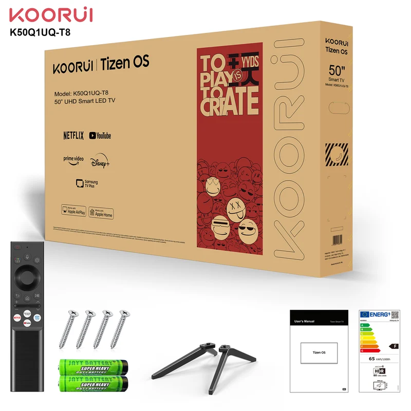 KOORUIK 50Q1UQ-T8, 50 pouces, 4K QLED, TIZEN TV, K50Q1UQ-T8, Son dynamique avec Dolby Audio, Finition métallique haut de gamme