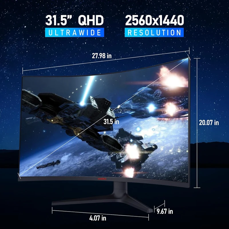 KOORUI 32E6QC Écran gaming incurvé VA QHD 170 Hz 1500R de 31,5 pouces