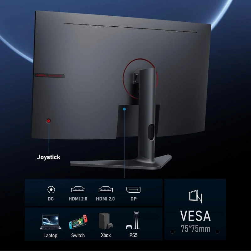 KOORUI 32E6QC Écran gaming incurvé VA QHD 170 Hz 1500R de 31,5 pouces