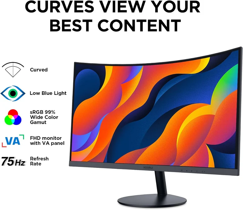 KOORUI 27N5CA Moniteur de jeu incurvé VA FHD 75 Hz de 27 pouces