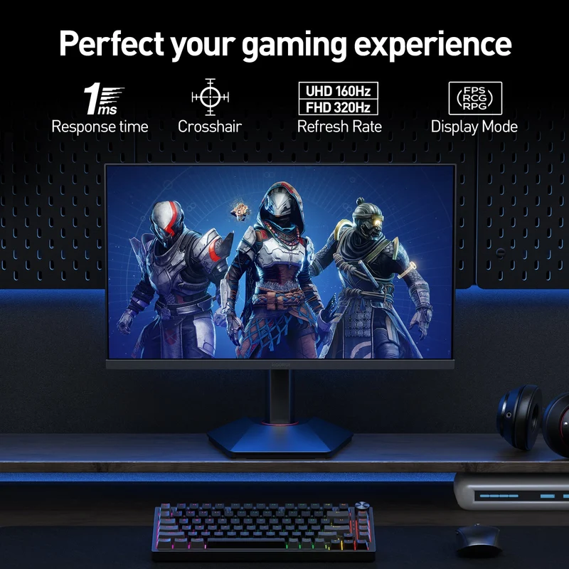 KOORUI G2741L Moniteur de jeu 27 pouces IPS 4K UHD double mode 160 Hz + UHD / 320 Hz + FHD