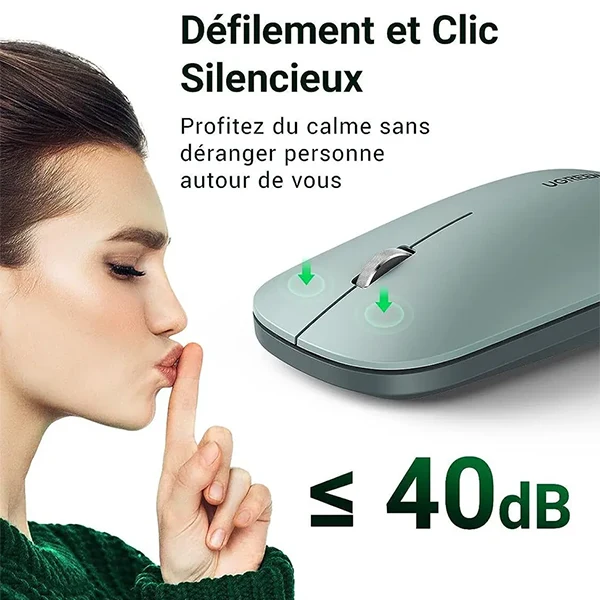 Ugreen Souris sans fil 2,4Ghz/10M Vert (90374)
