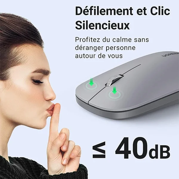 Ugreen Souris sans fil 2,4Ghz/10M GRIS Clair (90373)
