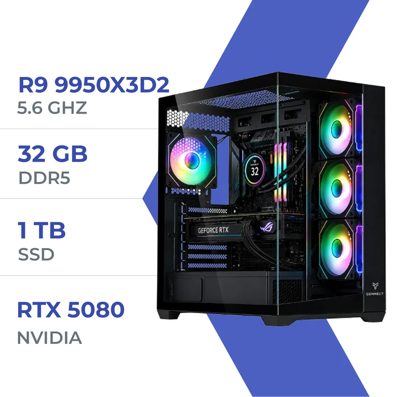PC Gamer Techspace Ryzen 9 9950X3D2/1TB SSD/32GB/RTX 5080 16GB