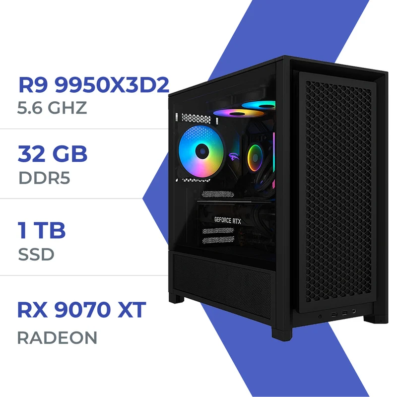 PC Gamer Techspace Ryzen 9 9950X3D2/1TB SSD/32GB/RX 9070 XT 16GB