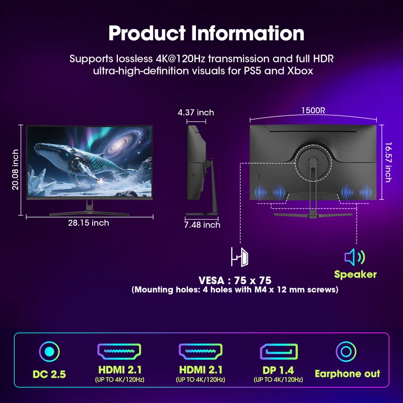 AMZG32C3U, 32" Curved Gaming Monitor 4K 3840x2160p 120Hz