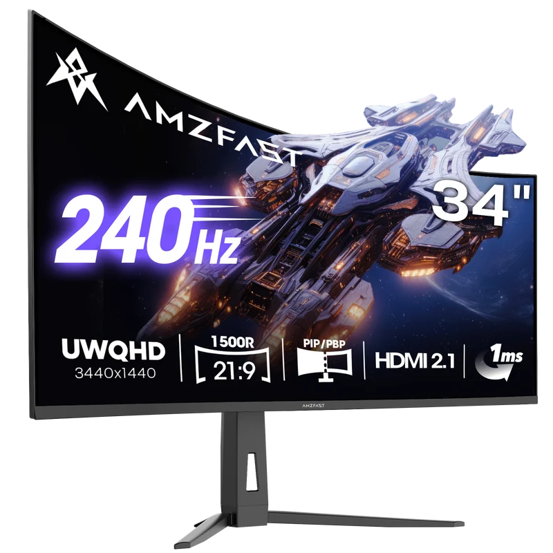 AMZG34C8 Pro, 34" Ultrawide Curved Gaming Monitor QHD 3440x1440p 240Hz