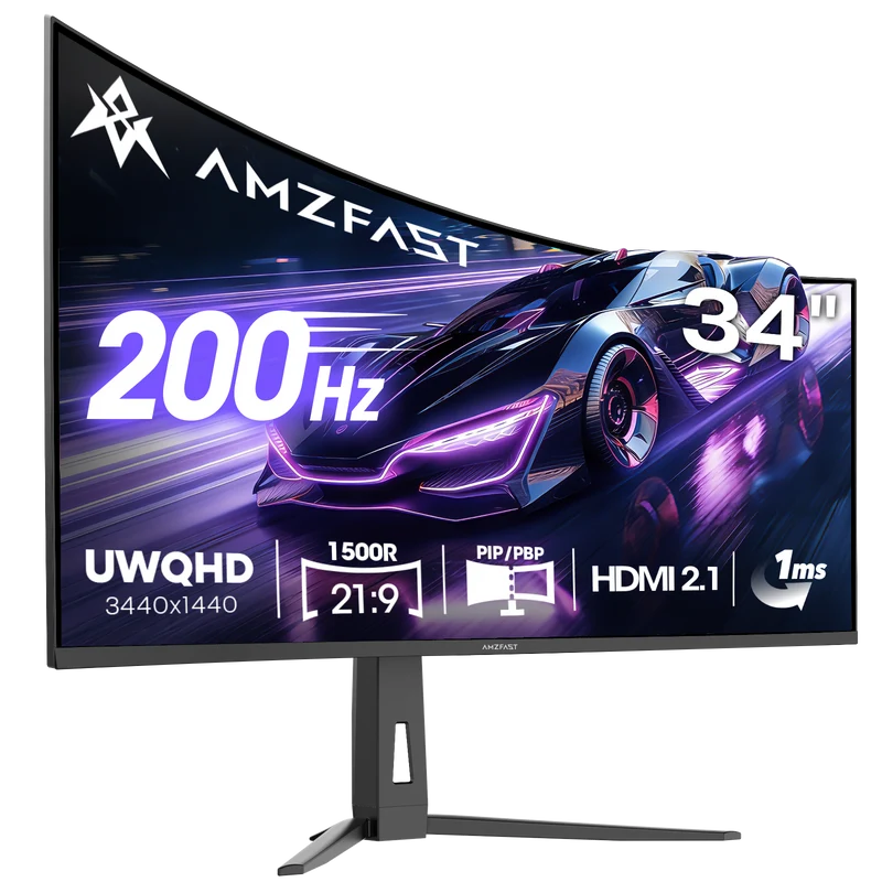 AMZG34C8Q, 34" Ultrawide Curved Gaming Monitor UWQHD 3440x1440p 200Hz