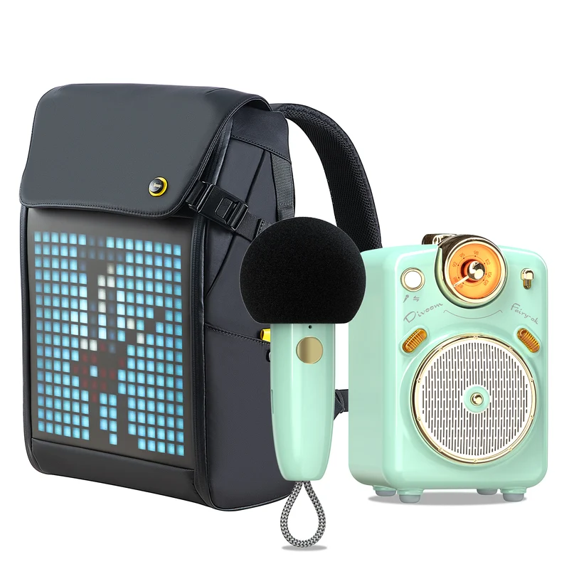 Divoom Fairy-OK Karaoke Speaker & Pixoo M LED Backpack Bundle