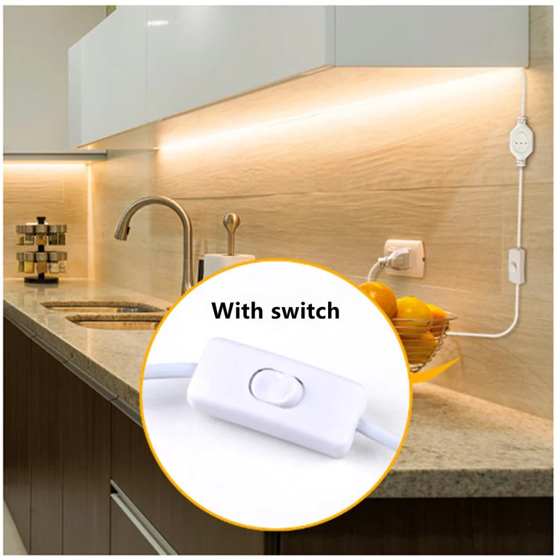 AC110V / 220V COB Flexible LED Strip Light - 3000K / 6500K | IP65 Waterproof | Spotless High Brightness | Inline Power Switch | for Cabinets, Kitchen & Office Lighting | US / EU Plug | 5/50M
