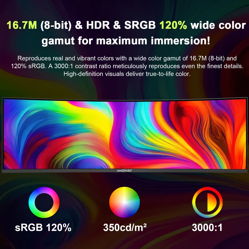 AMZG49C7U, 49" Super Ultrawide Curved Gaming Monitor 120Hz DQHD