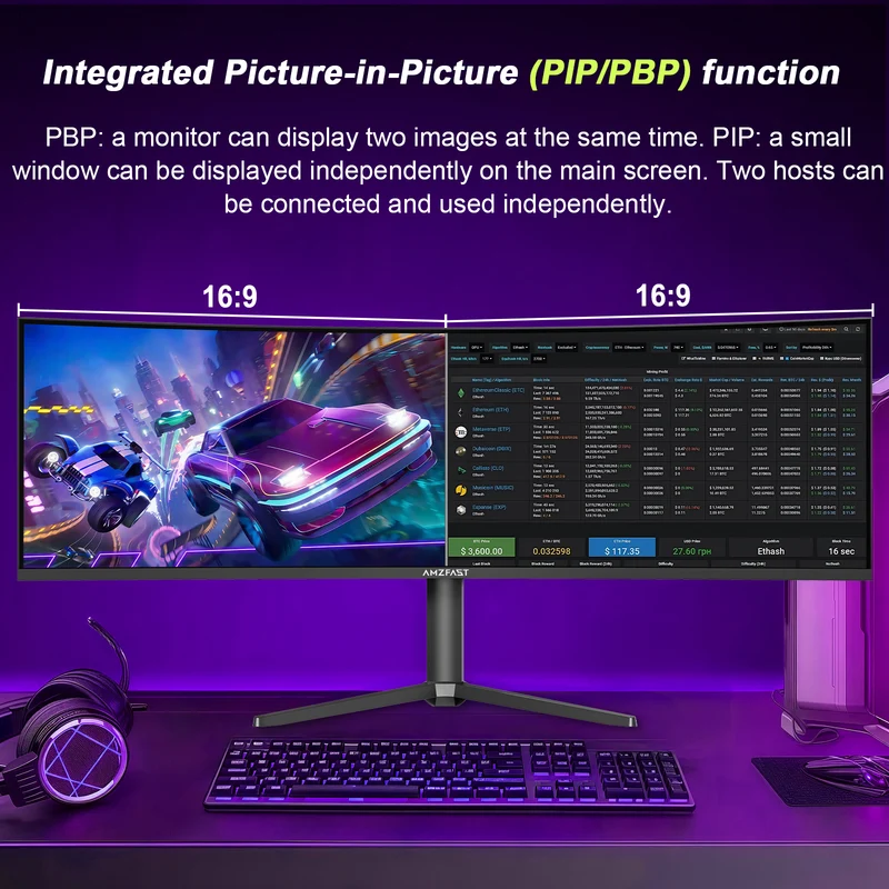 AMZG49C7U, 49" Super Ultrawide Curved Gaming Monitor 120Hz DQHD