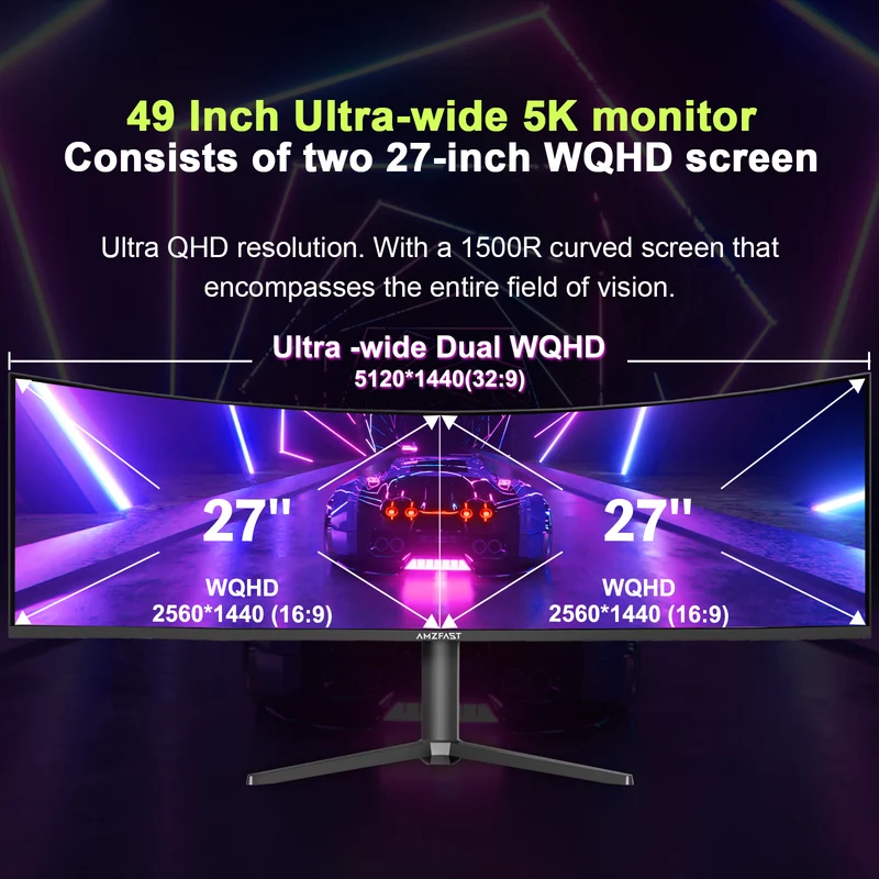 AMZG49C7U, 49" Super Ultrawide Curved Gaming Monitor 120Hz DQHD