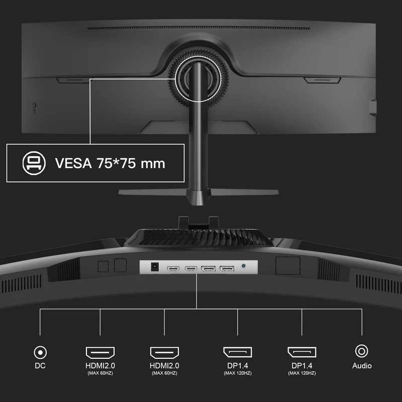AMZG49C7U, 49" Super Ultrawide Curved Gaming Monitor 120Hz DQHD
