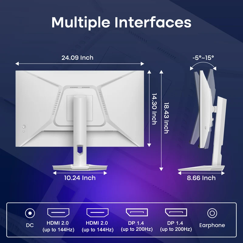 AMZG27F6Q, 27" White Gaming Monitor 200Hz WQHD