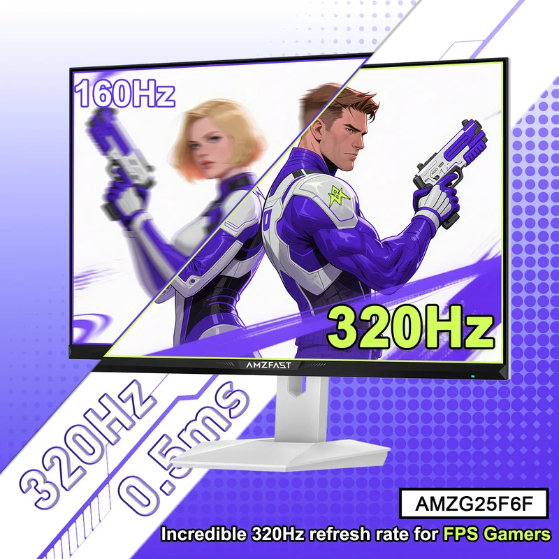 AMZG25F6F, 25" White Gaming Monitor 320Hz FHD Fast IPS