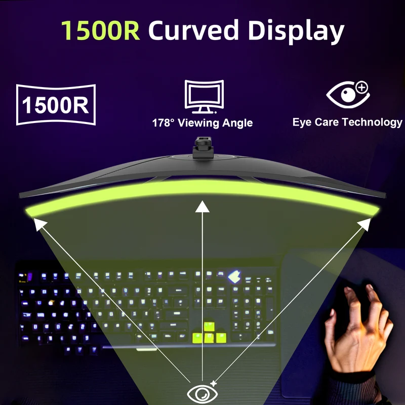 ‎AMZG34C5Q, 34" Ultrawide Curved Gaming Monitor 165Hz UWQHD
