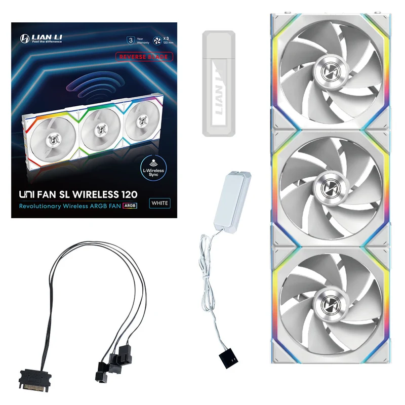 Lian Li Uni Fan SL 120 Reverse ARGB Wireless pack de 3 - Blanc