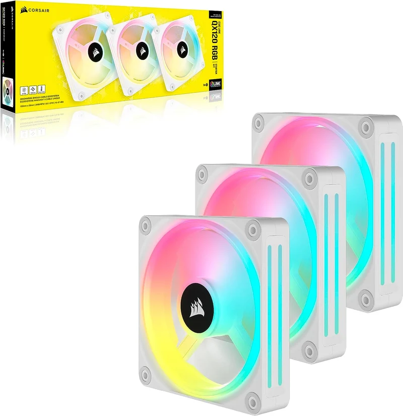 Corsair iCUE Link QX120 RGB Kit de démarrage pack de 3 - Blanc