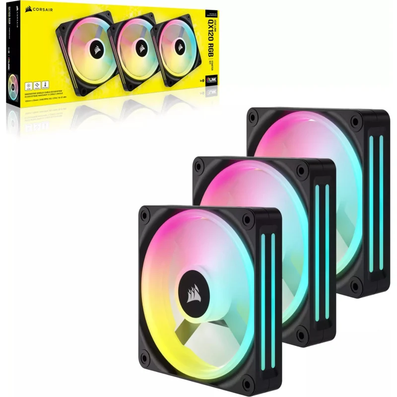Corsair iCUE Link QX120 RGB Kit de démarrage pack de 3 - Noir