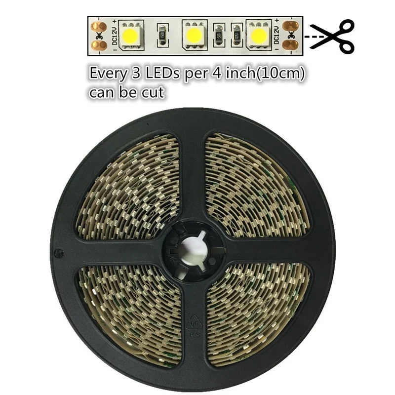 DC24V SMD5050 Full Spectrum LED Strip Light - CRI 97+ | 300 LEDs (60 LEDs/M) | 2700K / 3000K / 4000K / 5500K / 6500K | 12W/M | 10mm PCB | CRI 97+ | IP00 / IP67 | for Mirror, Kitchen Cabinet, Bedroom