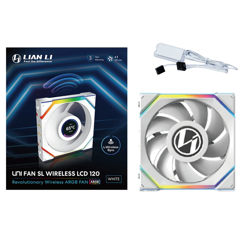Lian Li Uni Fan SL 120 LCD ARGB Wireless - Blanc