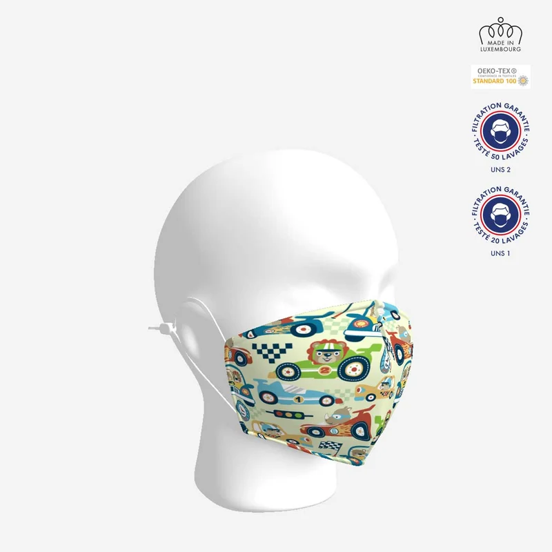 Masque Certifié Tissu lavable - Motif KIDS - Made in Luxembourg