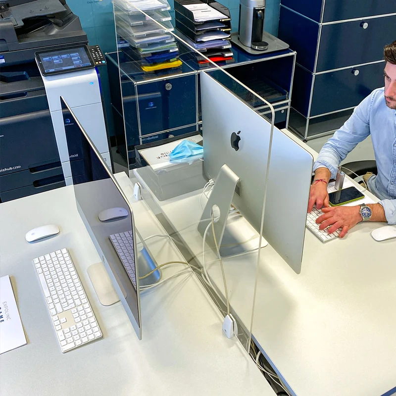 Séparation de Bureau Plexiglas - avec pinces - 1500 x 750 mm