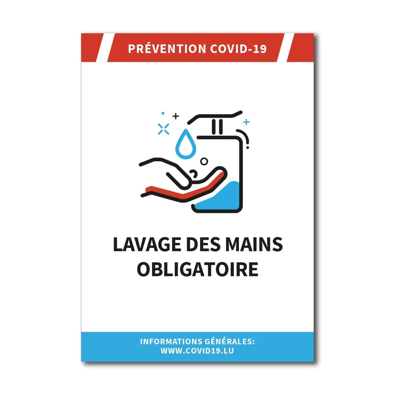 Affichage COVID19 - Lavage des mains obligatoire - Adhésif/Panneau/Magnet