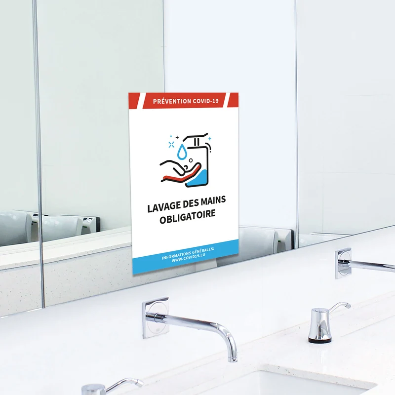 Affichage COVID19 - Lavage des mains obligatoire - Adhésif/Panneau/Magnet