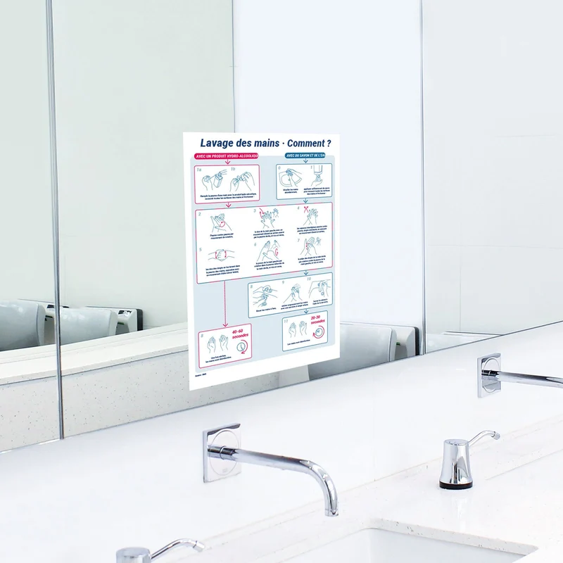 Affichage COVID19 - Lavage des mains Gel ou Savon - FR/EN - Adhésif/Panneau/Magnet