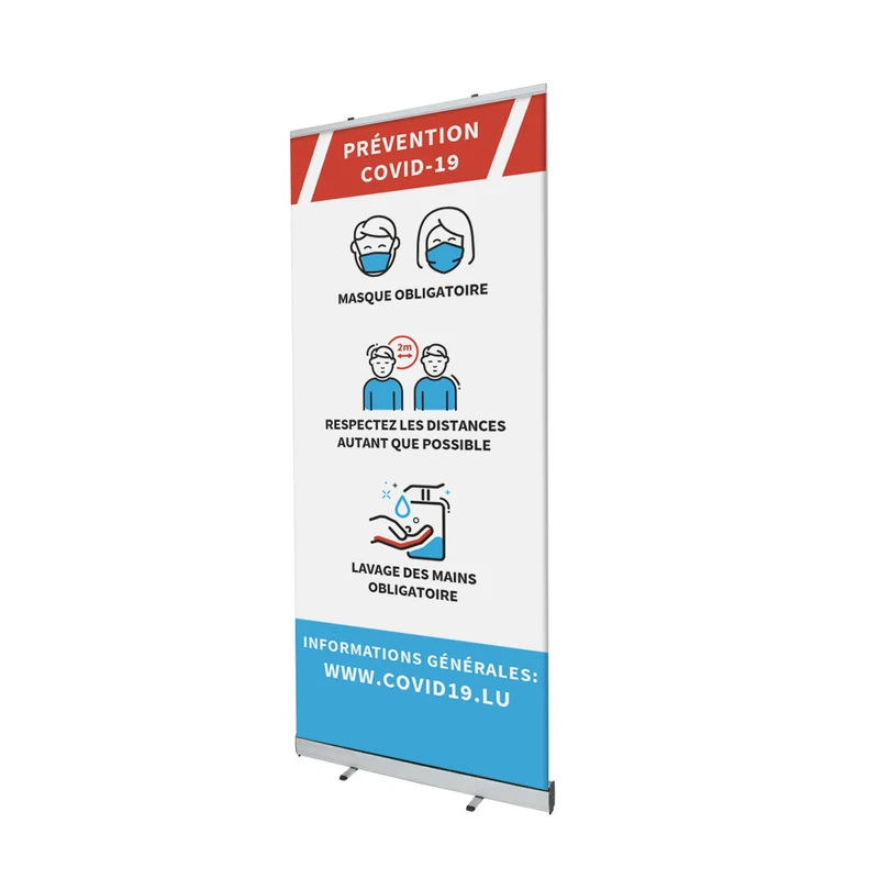 Affichage COVID19 - Masque+Distance+Lavage des mains - Rollup - Deviroll 800