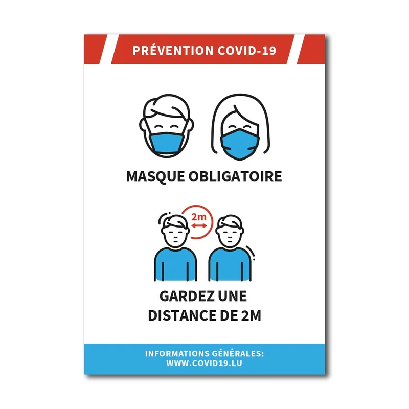 Affichage COVID19 - Masque+Distance - Adhésif/Panneau/Magnet