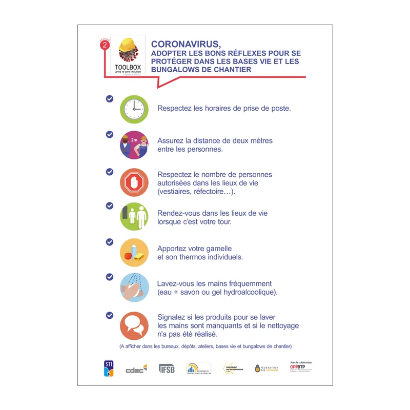 Affiche n°2 - Les bons reflexes - Coronavirus FR/PT/DE - Adhésif/Panneau/Magnet