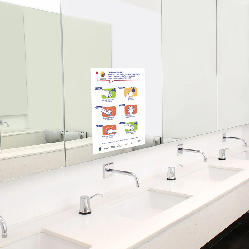 Affiche n°1 - Se laver les mains - Coronavirus FR/PT/DE - Adhésif/Panneau/Magnet