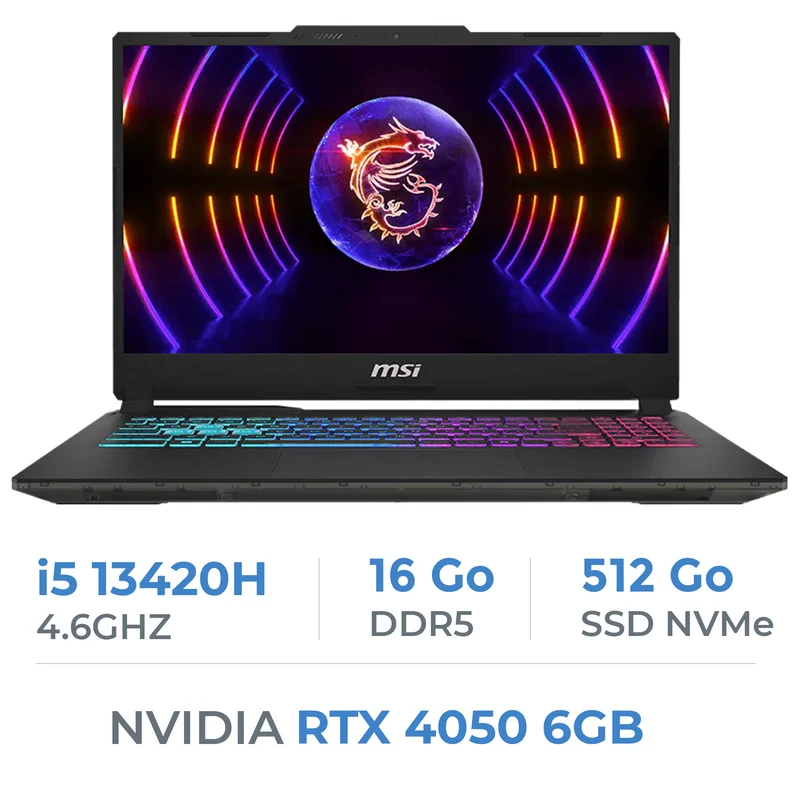 MSI Cyborg 15 A13VE-2481FRNN i5-13420H/16GB DDR5/512GB SSD/RTX 4050 6GB/15.6" FHD 144Hz/Win11