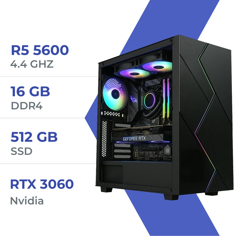 PC Gamer Techspace Ryzen 5 5600/512GB SSD/16GB/RTX 3060 12GB