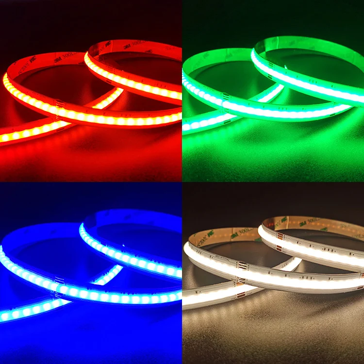 RGBW / RGBWW / RGBCCT COB Flexible LED Strip Light - 12V / 24V | 756 LEDs/m | RGB Color Changing | 12mm PCB | Dot-Free Continuous Lighting | Non-Waterproof | for Cabinets, Kitchen & Office Lighting | 5/50M