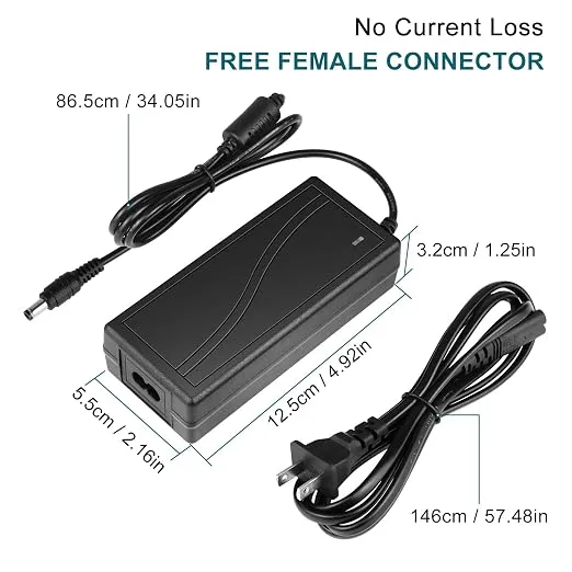 DC 24V Desktop Power Supply Adapter 60W–120W, AC 100–240V Input, Switching Transformer Charger with US Plug — for LED Strip Lights, 3D Printers, CCTV, and Electronics