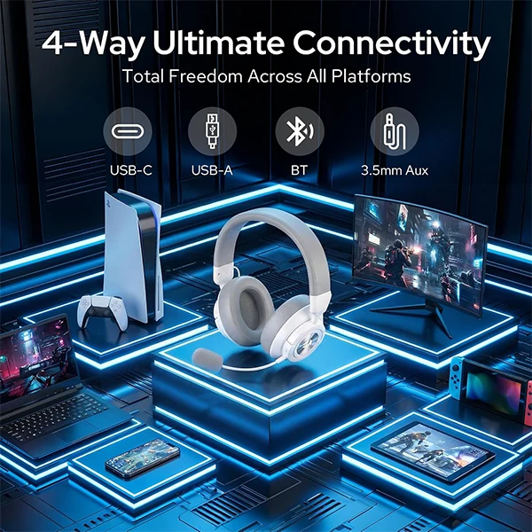 Redragon H889 Wireless Gaming Headset 4-in-1 (White)