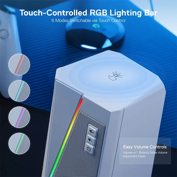 Redragon GS520 Anvil RGB Desktop Speakers 2.0 (White)
