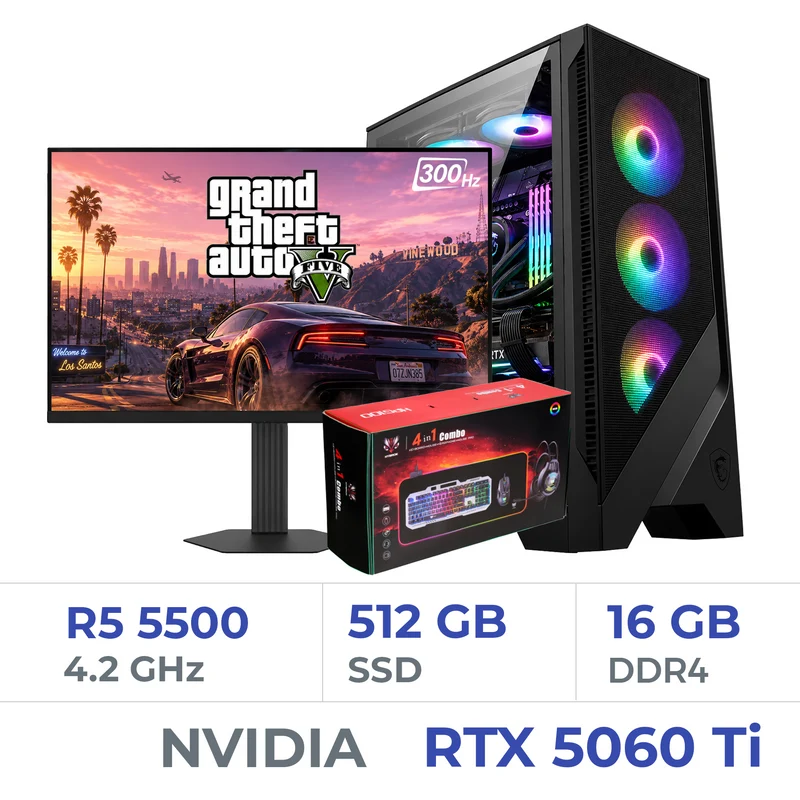 Setup Complet Techspace Ryzen 5 5500/512 GB SSD/16GB/RTX 5060Ti 8G