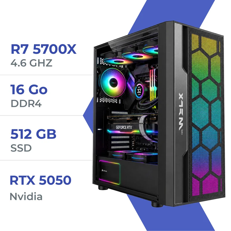 PC Gamer Techspace R7 5700X/512GB SSD/16GB/RTX 5050