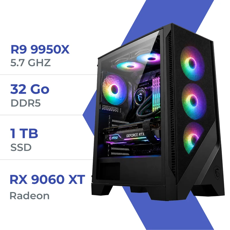 PC Gamer Techspace Ryzen 9 9950X/1TB SSD/32GB/RX 9060 XT 16GB