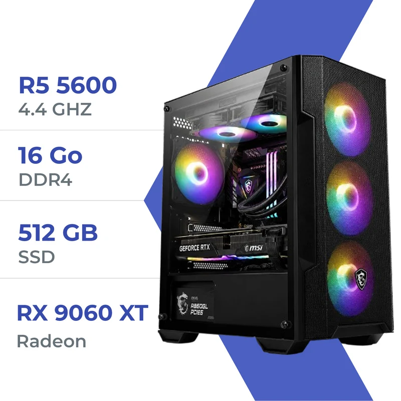PC Gamer Techspace Ryzen 5 5600/512GB SSD/16GB/RX 9060 XT 16GB