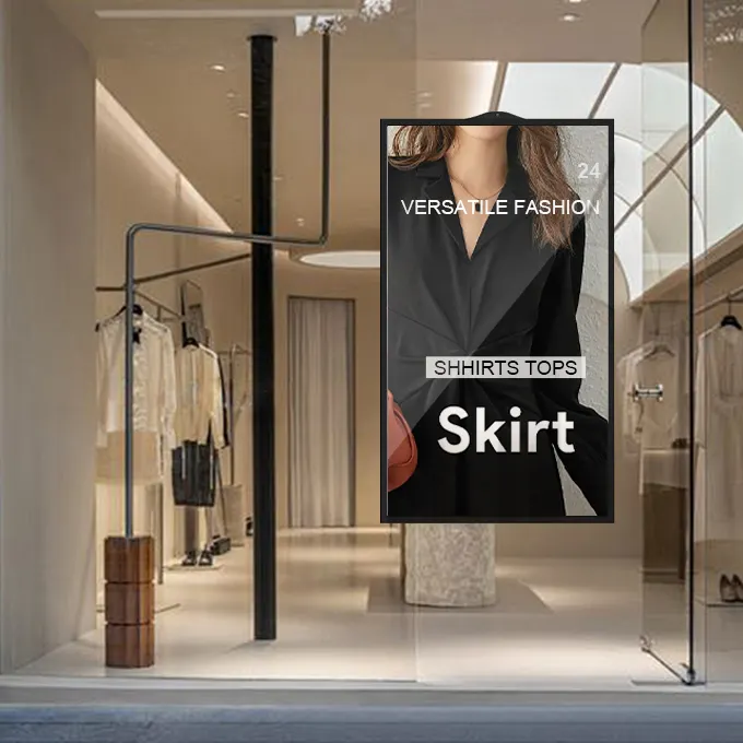 65" Double-Sided High Bright Window LCD Display, 2500nits Front + 700nits Back, Android 2+32G, Non-Touch, Cloud/APP/USB, Hanging/Floor Stand