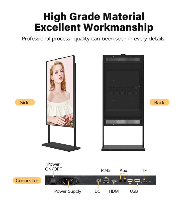 86" Single-Sided 2500nits High Bright Front Window LCD Advertising Display, Android RK3568 2G+32G, Non-Touch, Cloud/APP/USB, Wall-Mount/Floor Stand/Suspended Installation
